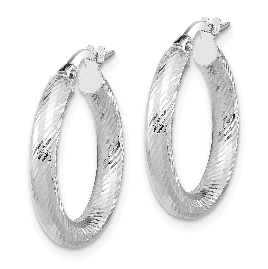 Lovely Rita's Earrings 14k White Gold D.C Round Hoop Earrings