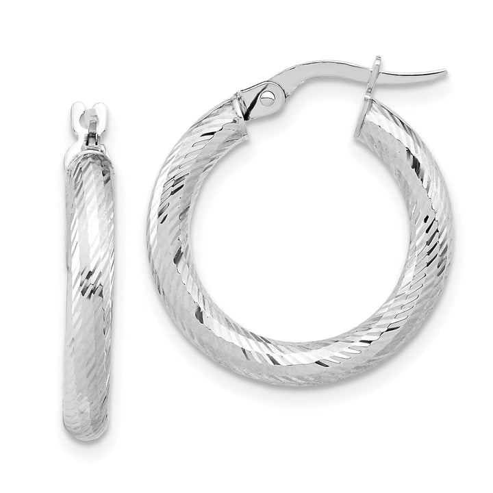 Lovely Rita's Earrings 14k White Gold D.C Round Hoop Earrings