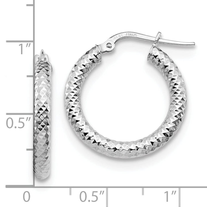 Lovely Rita's Earrings 14k White Gold D.C Round Hoop Earrings
