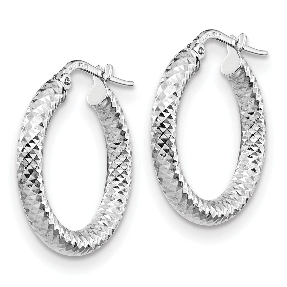 Lovely Rita's Earrings 14k White Gold D.C Round Hoop Earrings