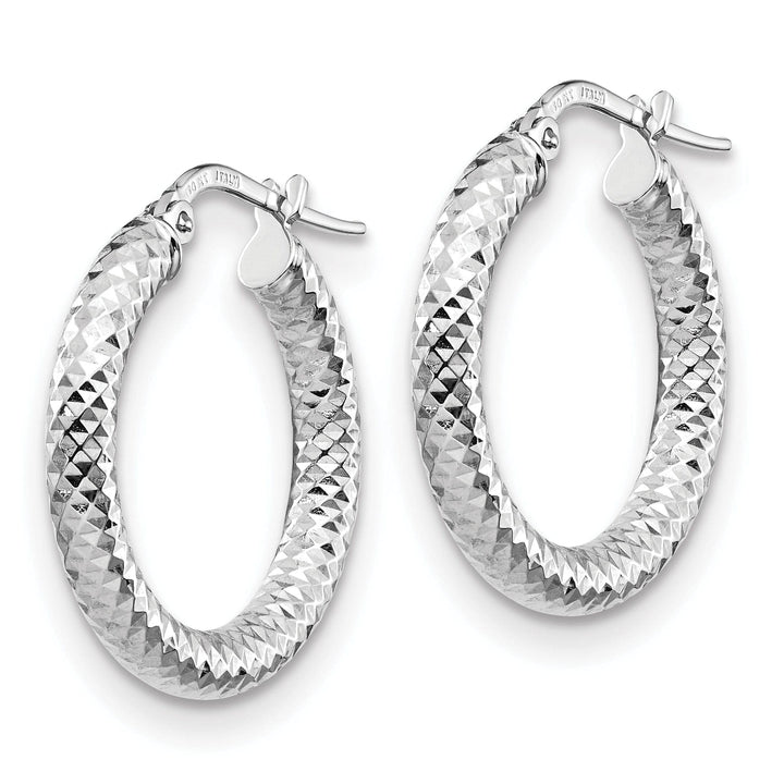 Lovely Rita's Earrings 14k White Gold D.C Round Hoop Earrings