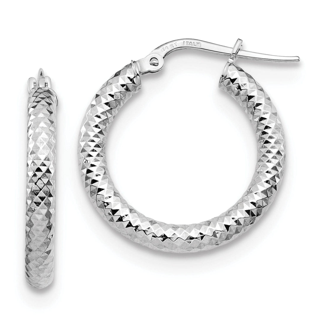 Lovely Rita's Earrings 14k White Gold D.C Round Hoop Earrings