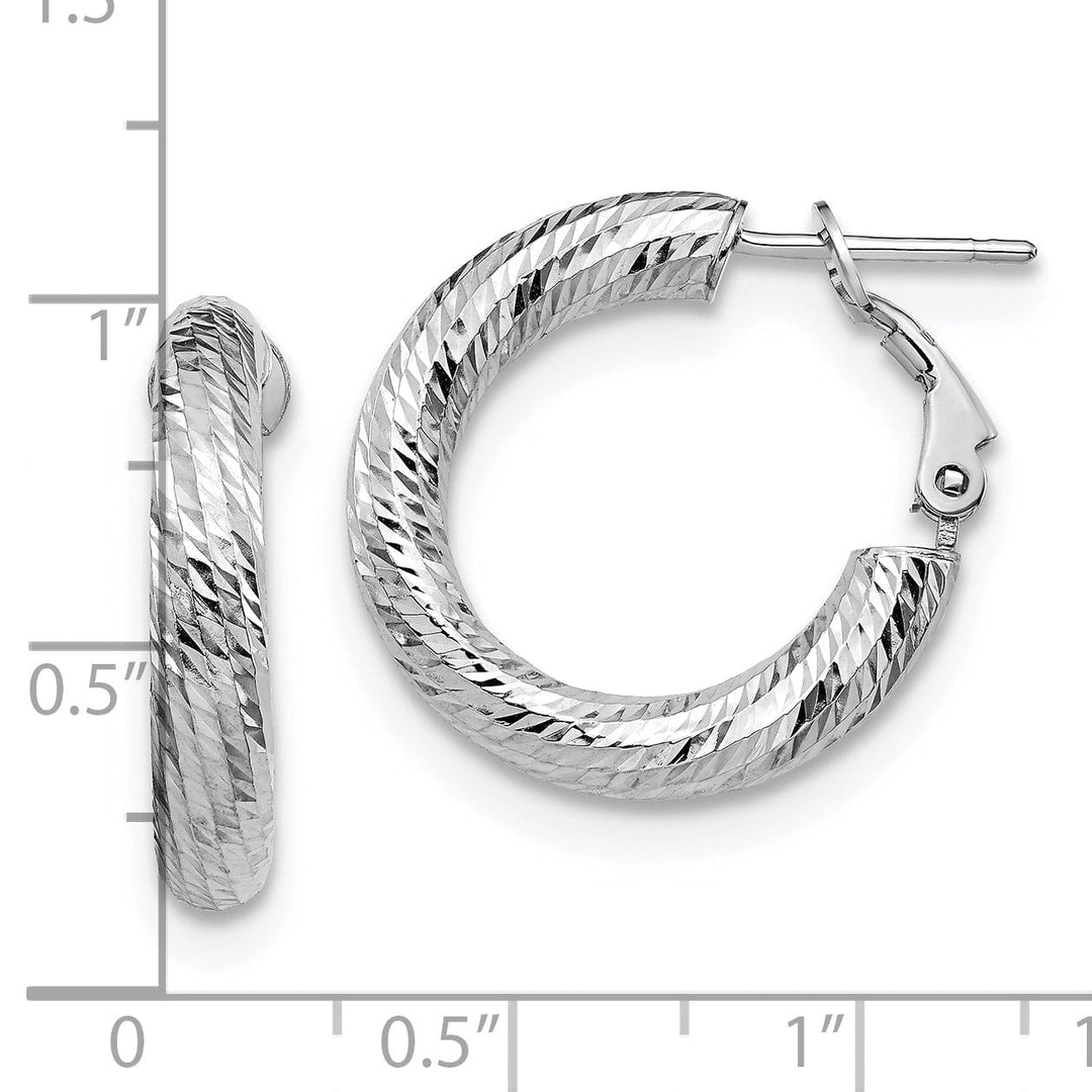 Lovely Rita's Earrings 14k White Gold D.C Round Omega Hoop Earrings