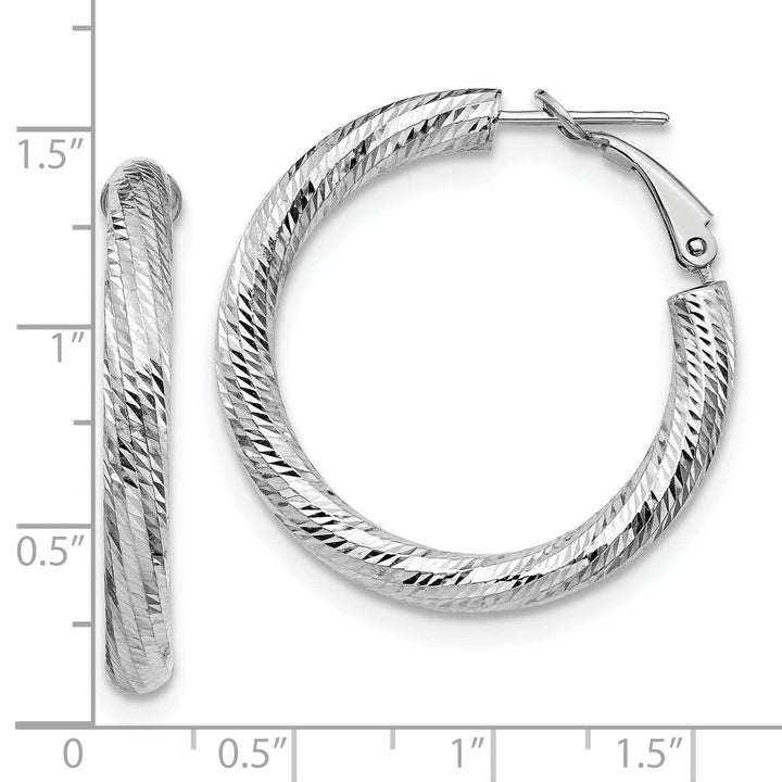 Lovely Rita's Earrings 14k White Gold D.C Round Omega Hoop Earrings
