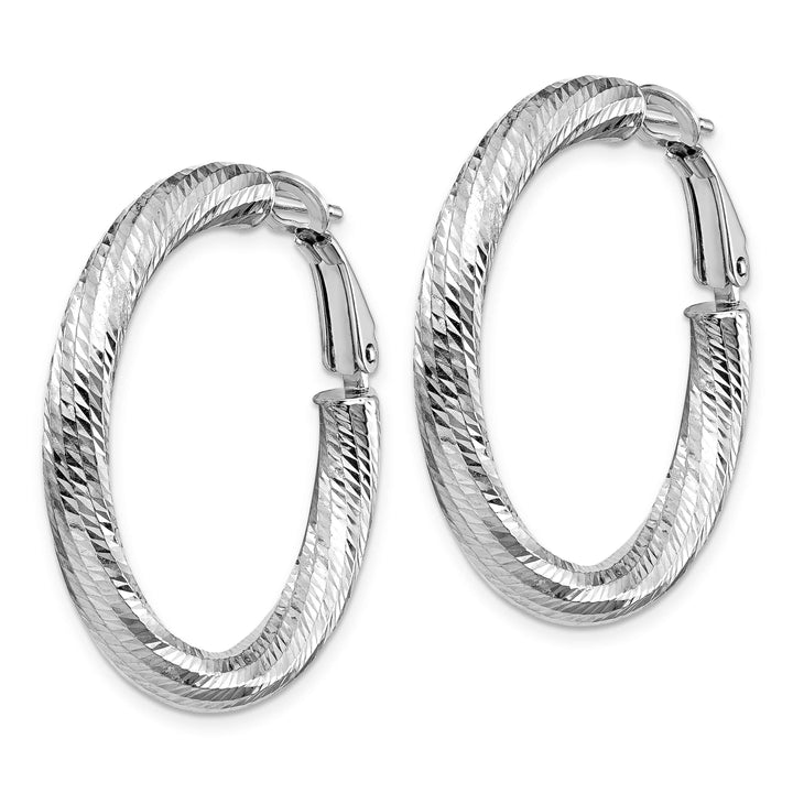 Lovely Rita's Earrings 14k White Gold D.C Round Omega Hoop Earrings
