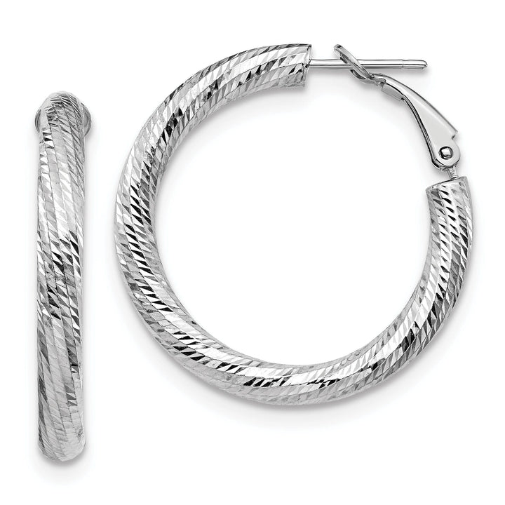 Lovely Rita's Earrings 14k White Gold D.C Round Omega Hoop Earrings