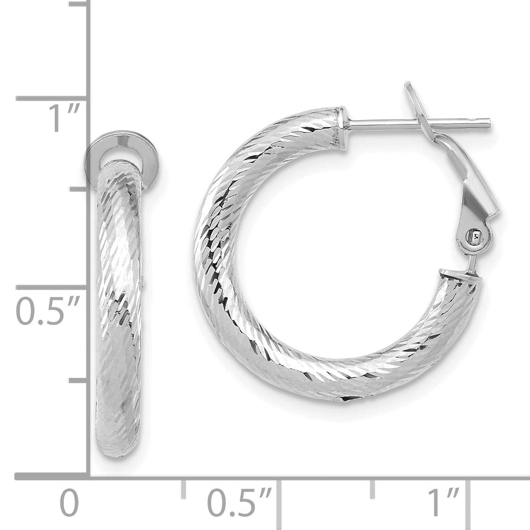 Lovely Rita's Earrings 14k White Gold D.C Round Omega Hoop Earrings