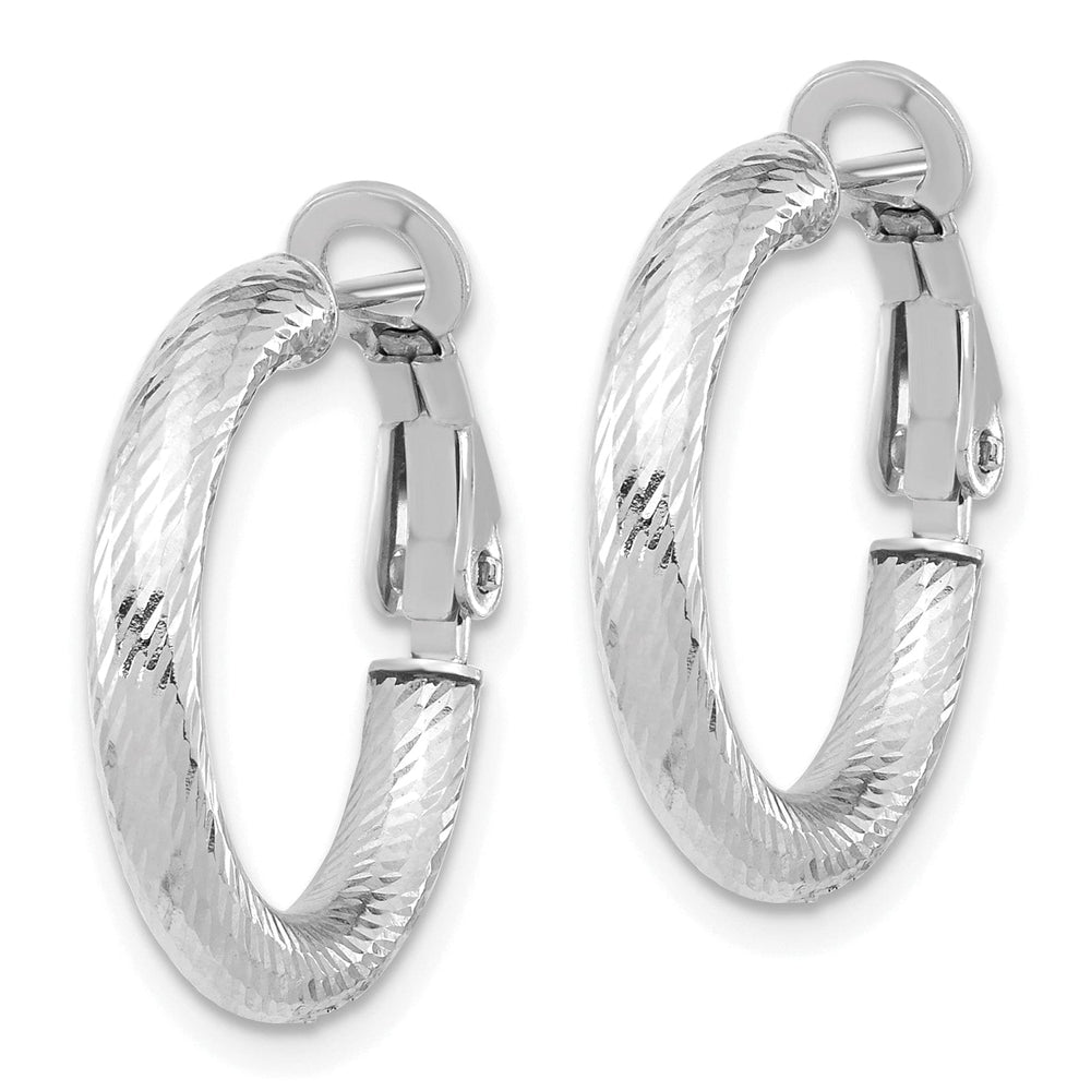 Lovely Rita's Earrings 14k White Gold D.C Round Omega Hoop Earrings