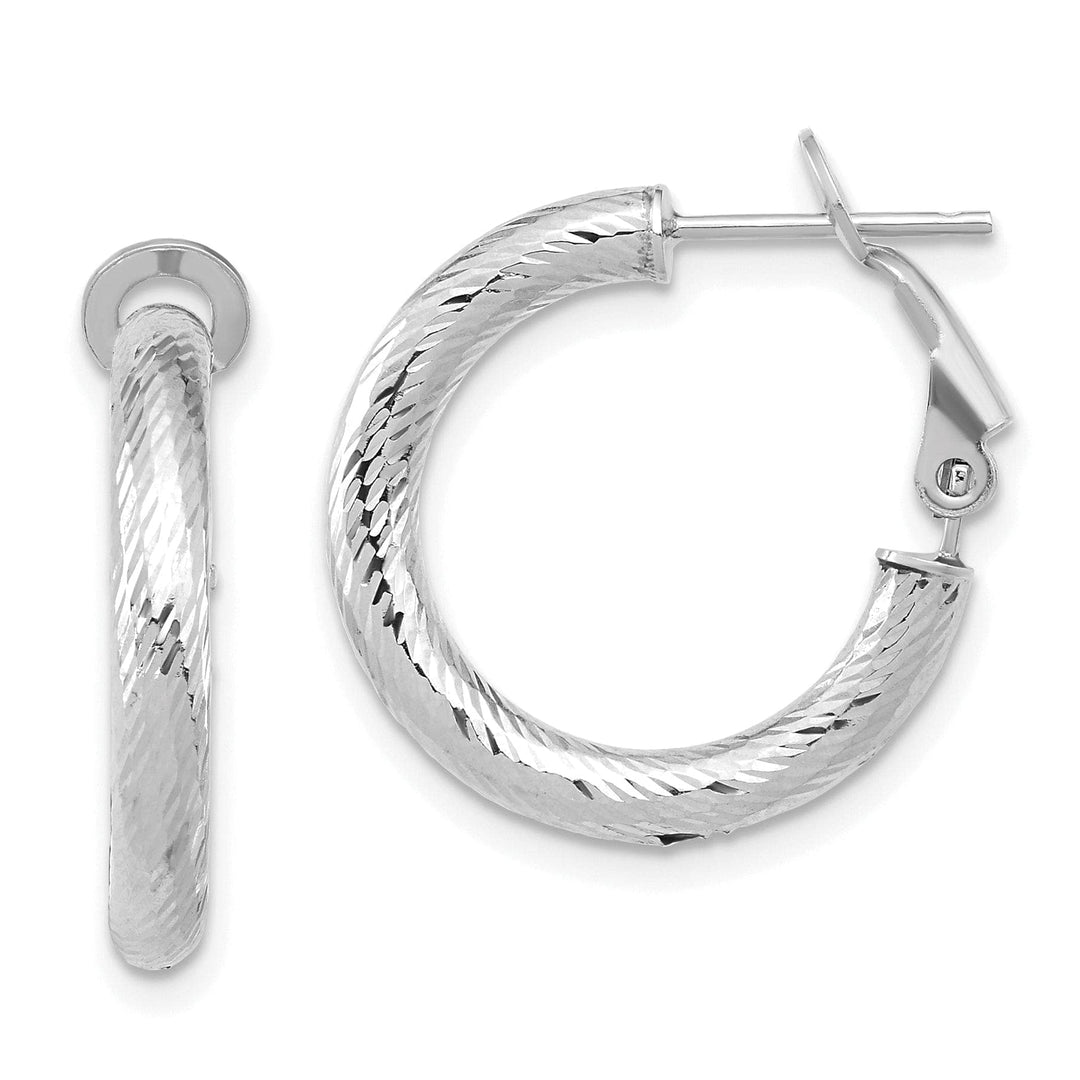 Lovely Rita's Earrings 14k White Gold D.C Round Omega Hoop Earrings