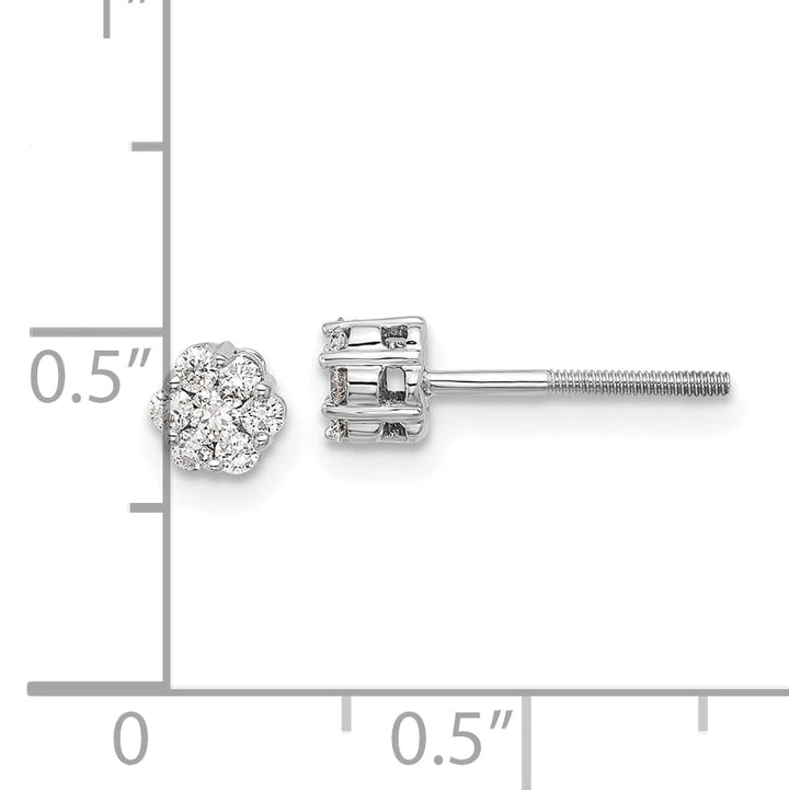 Lovely Rita's Earrings 14k White Gold Diamond Cluster Button Earrings, Women's