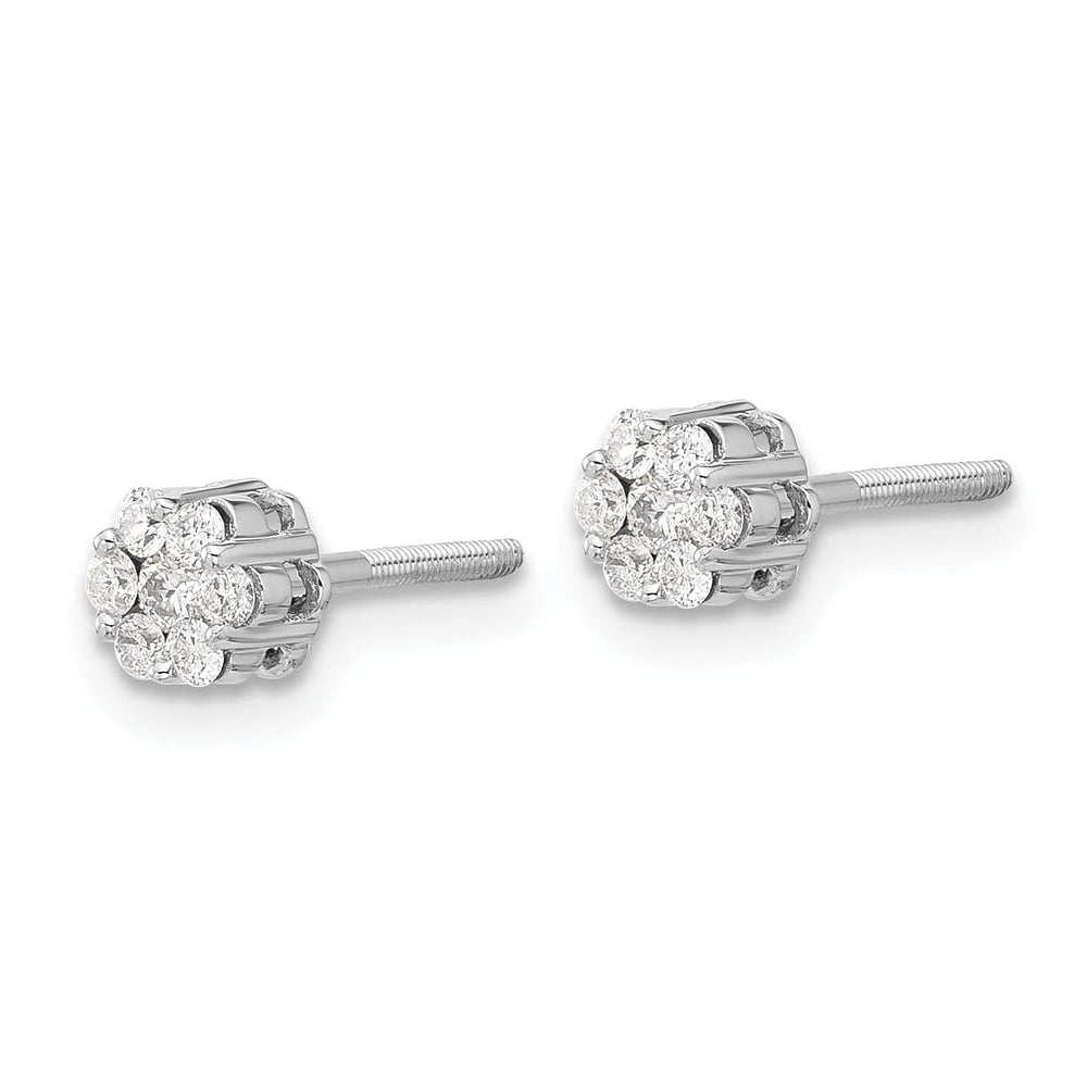 Lovely Rita's Earrings 14k White Gold Diamond Cluster Button Earrings, Women's