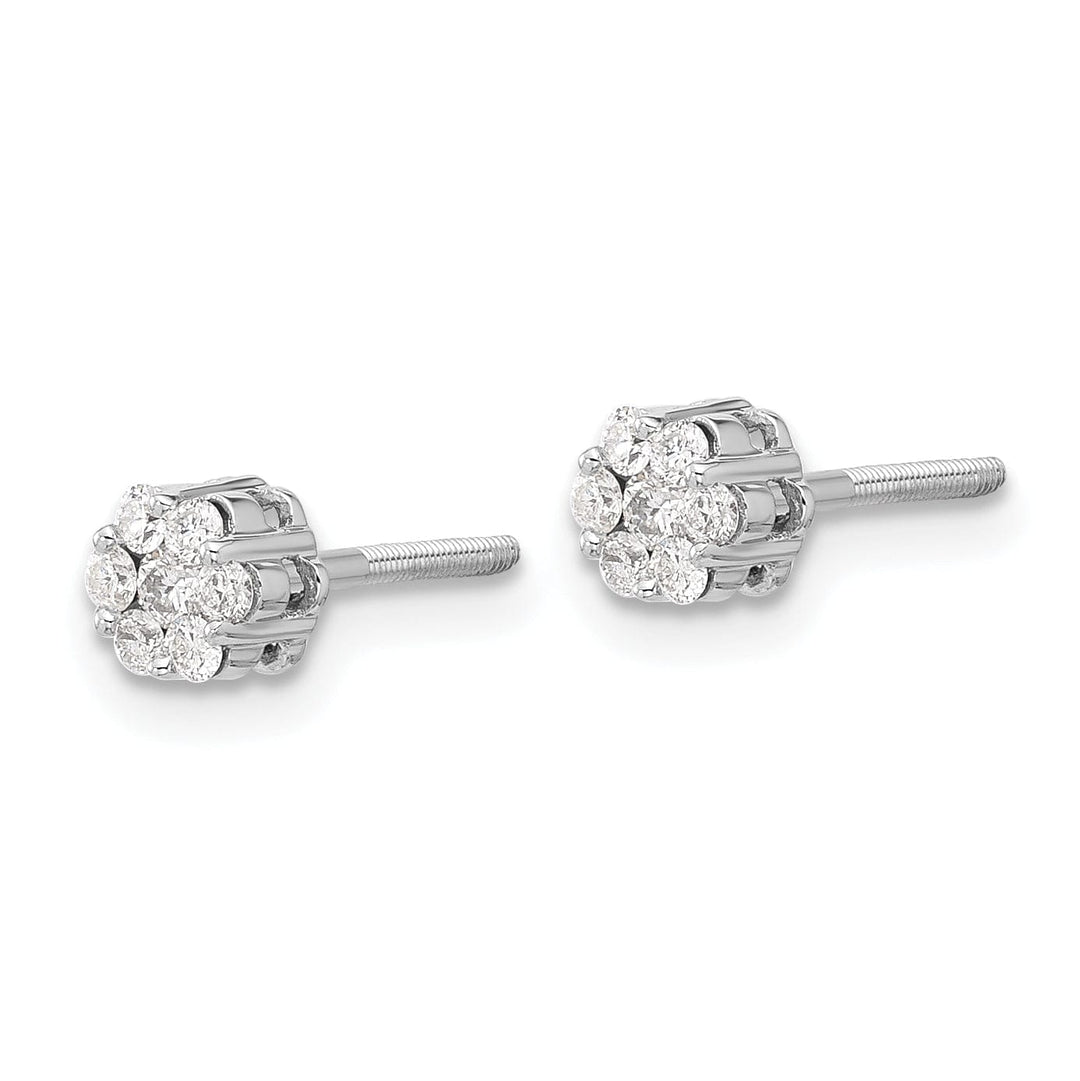 Lovely Rita's Earrings 14k White Gold Diamond Cluster Button Earrings, Women's