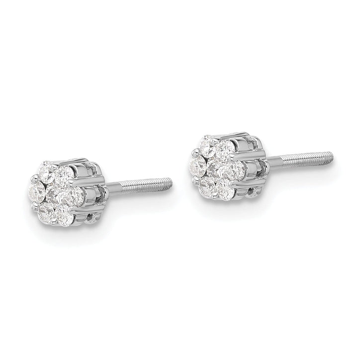 Lovely Rita's Earrings 14k White Gold Diamond Cluster Button Earrings, Women's