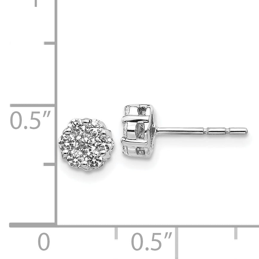 Lovely Rita's Earrings 14k White Gold Diamond Cluster Push Back Earrings