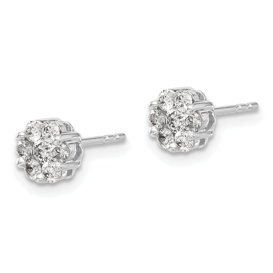 Lovely Rita's Earrings 14k White Gold Diamond Cluster Push Back Earrings