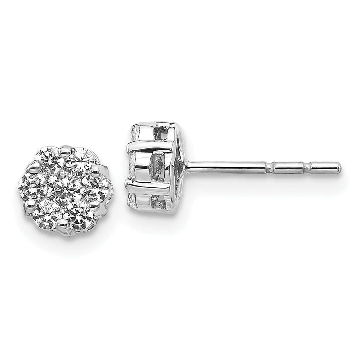 Lovely Rita's Earrings 14k White Gold Diamond Cluster Push Back Earrings
