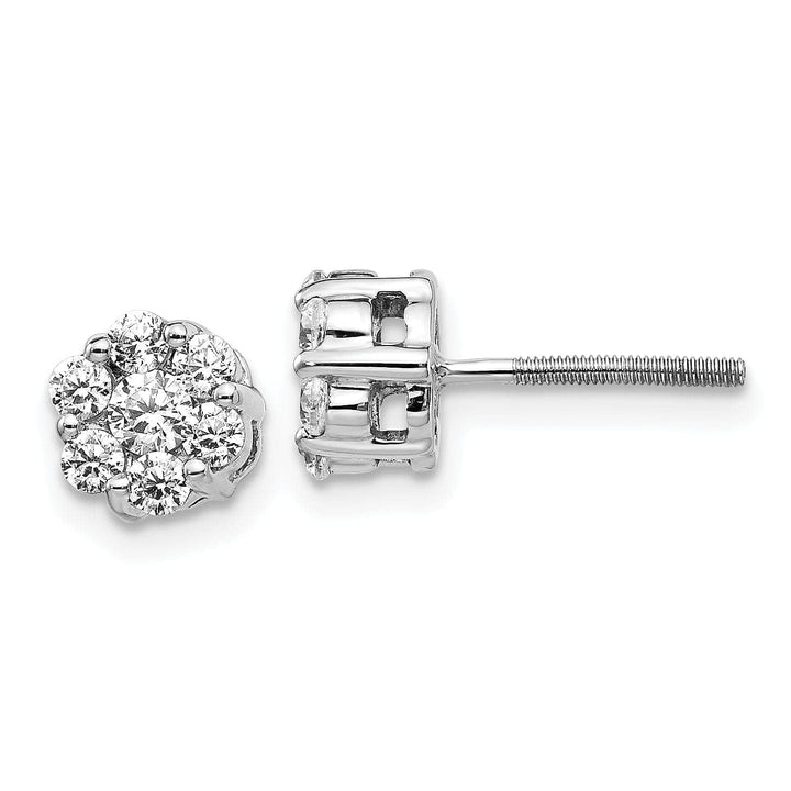 Lovely Rita's Earrings 14k White Gold Diamond Cluster Screwback Earrings 0.62 ct