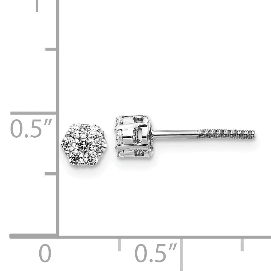 Lovely Rita's Earrings 14k White Gold Diamond Cluster Screwback Earrings