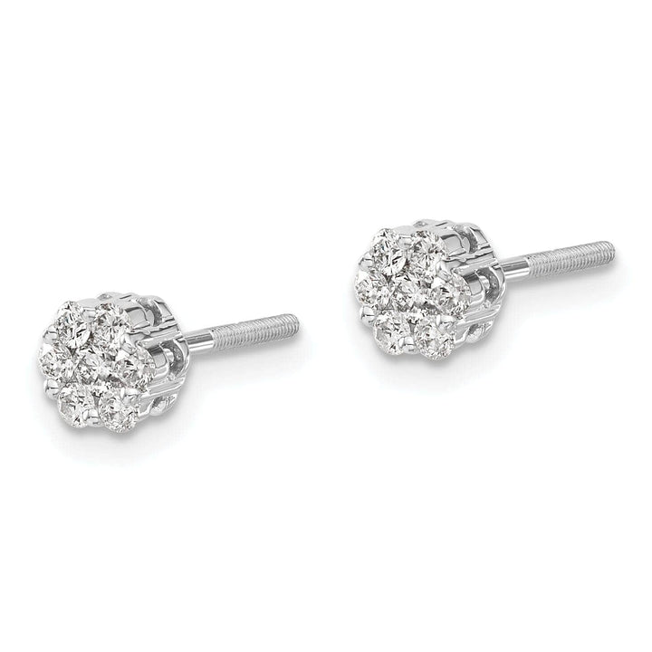 Lovely Rita's Earrings 14k White Gold Diamond Cluster Screwback Earrings