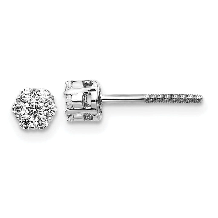 Lovely Rita's Earrings 14k White Gold Diamond Cluster Screwback Earrings