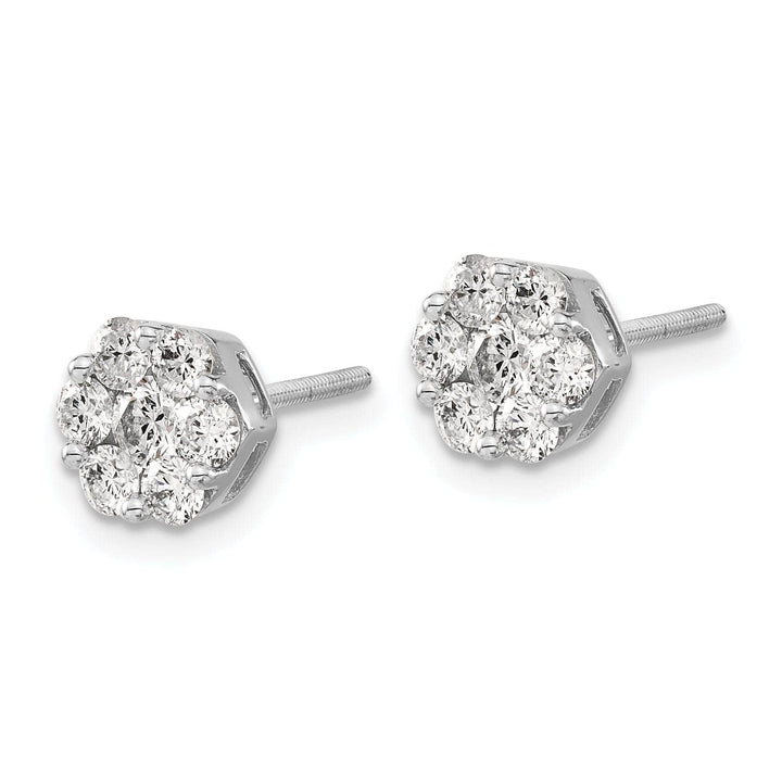 Lovely Rita's Earrings 14k White Gold Diamond Cluster Screwback Earrings