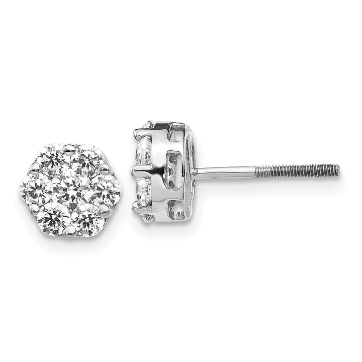 Lovely Rita's Earrings 14k White Gold Diamond Cluster Screwback Earrings