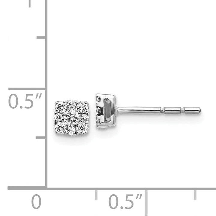Lovely Rita's Earrings 14k White Gold Diamond Cluster Square Post Earrings, Women's