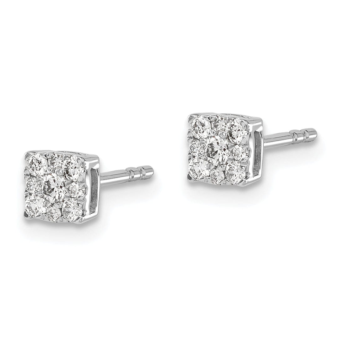 Lovely Rita's Earrings 14k White Gold Diamond Cluster Square Post Earrings, Women's