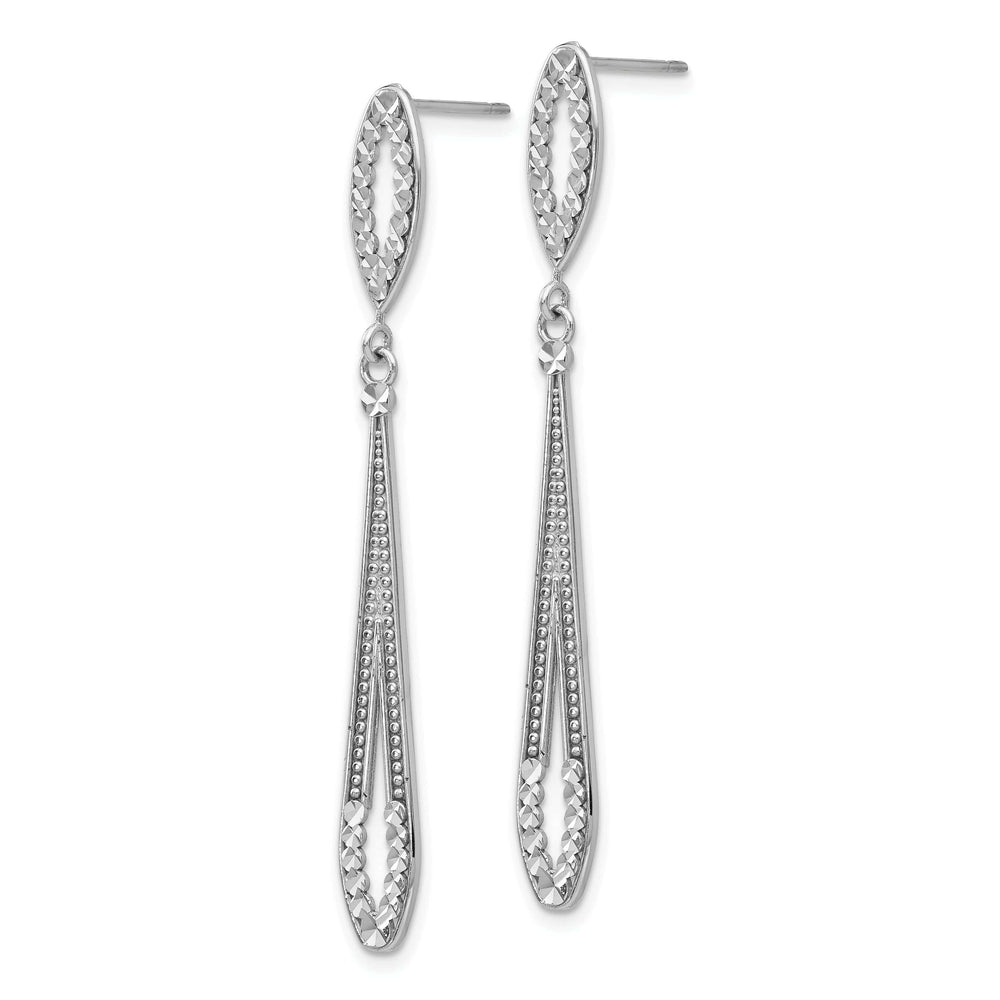 Lovely Rita's Earrings 14k White Gold Diamond Cut Dangle Earrings