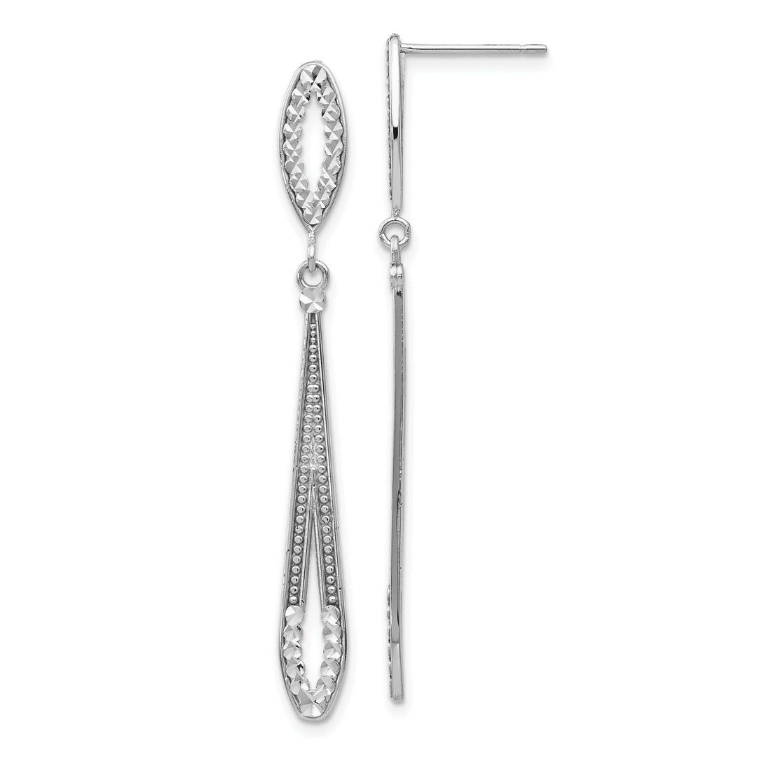 Lovely Rita's Earrings 14k White Gold Diamond Cut Dangle Earrings