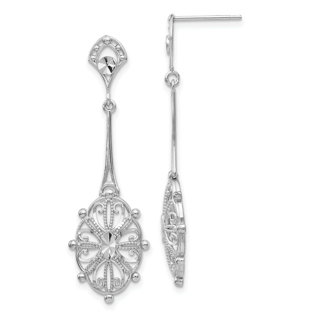Lovely Rita's Earrings 14k White Gold Diamond Cut Filigre Earrings