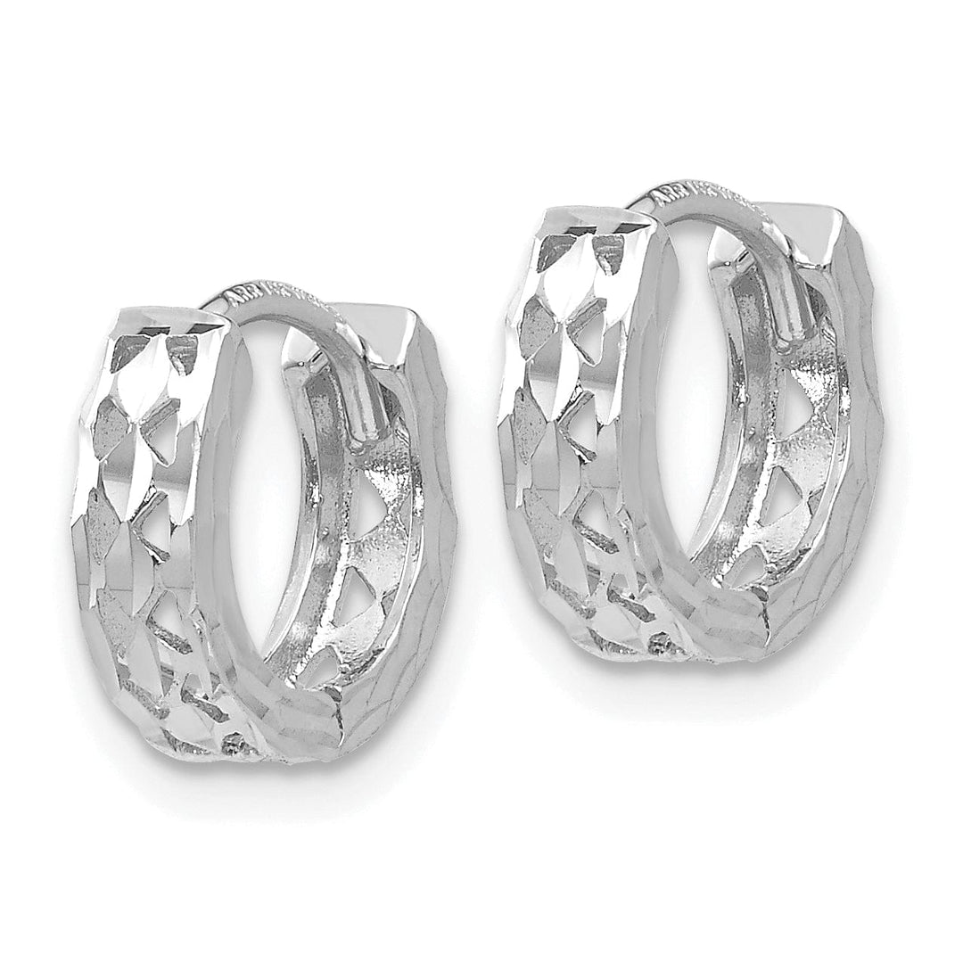 Lovely Rita's Earrings 14k White Gold Diamond Cut Hoop Earrings