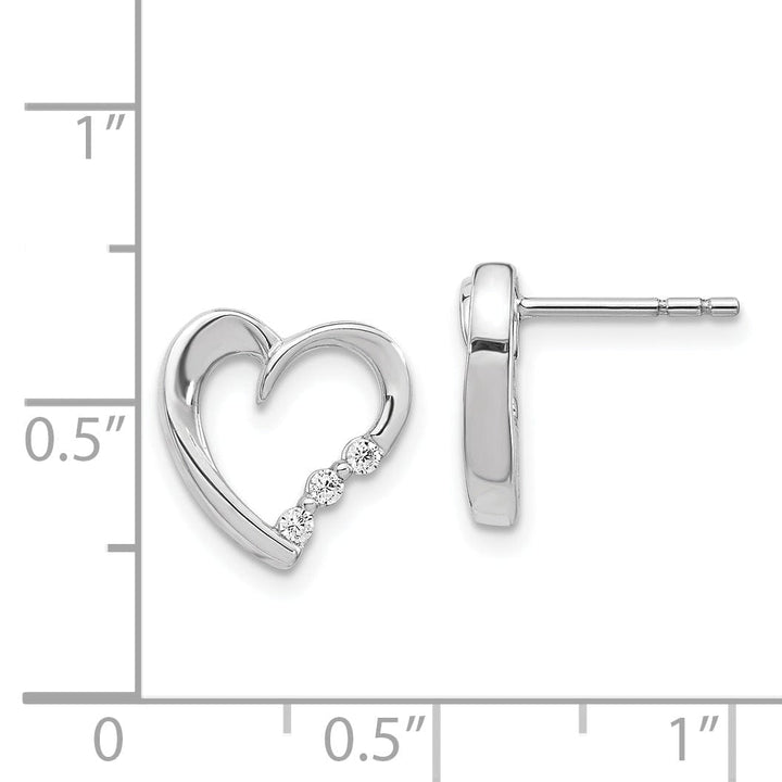 Lovely Rita's Earrings 14k White Gold Diamond Heart Post Earrings