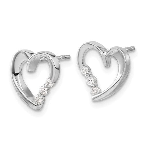 Lovely Rita's Earrings 14k White Gold Diamond Heart Post Earrings