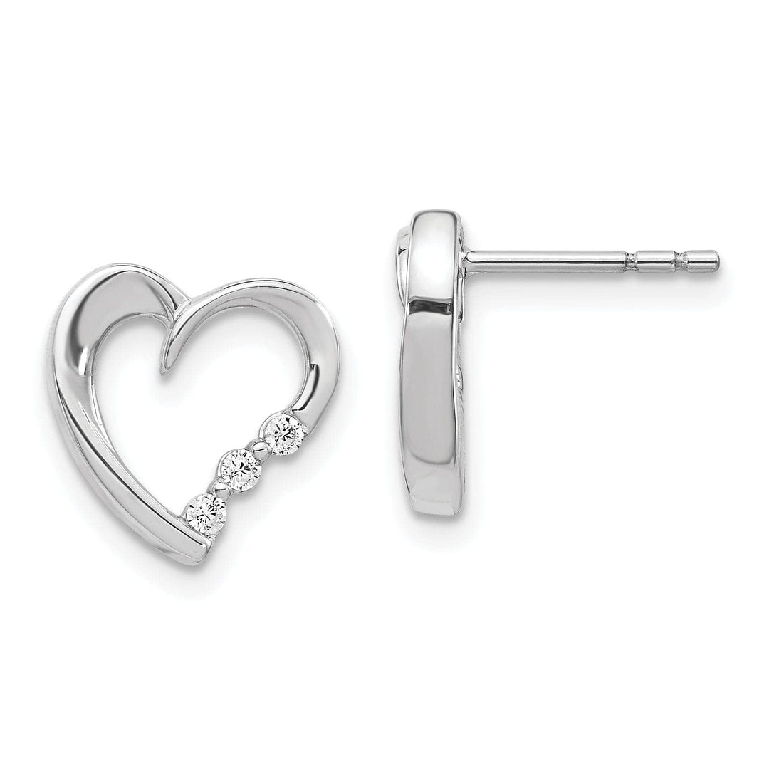Lovely Rita's Earrings 14k White Gold Diamond Heart Post Earrings
