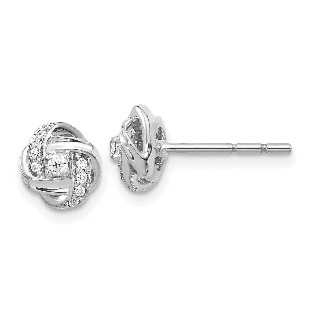 Lovely Rita's Earrings 14k White Gold Diamond Knot Post Earrings