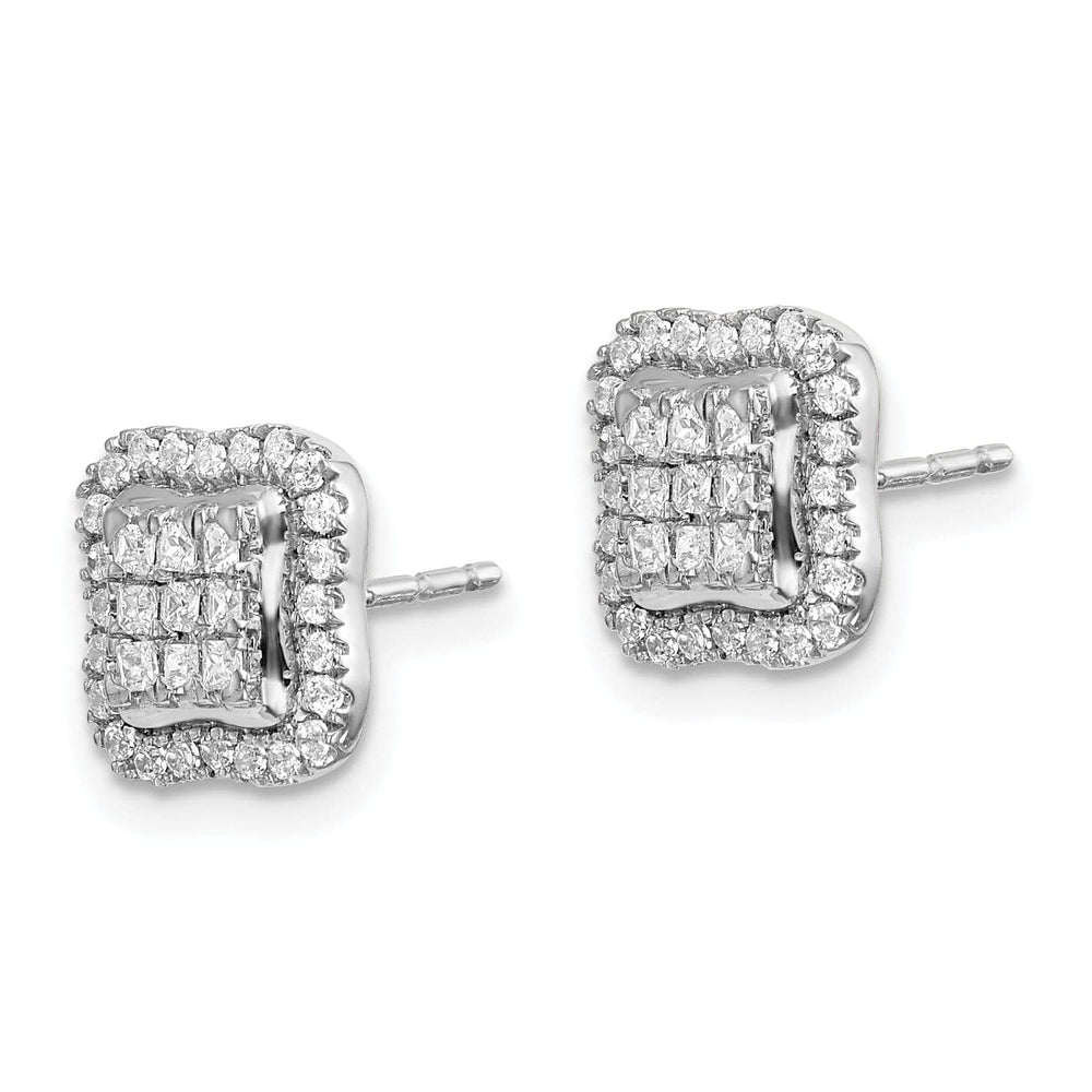 Lovely Rita's Earrings 14k White Gold Diamond Square Shape Cluster Post Earrings