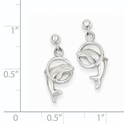 Lovely Rita's Earrings 14k White Gold Dolphin Dangle Earrings