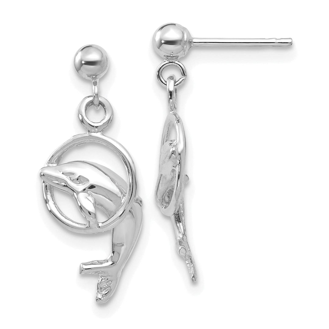 Lovely Rita's Earrings 14k White Gold Dolphin Dangle Earrings