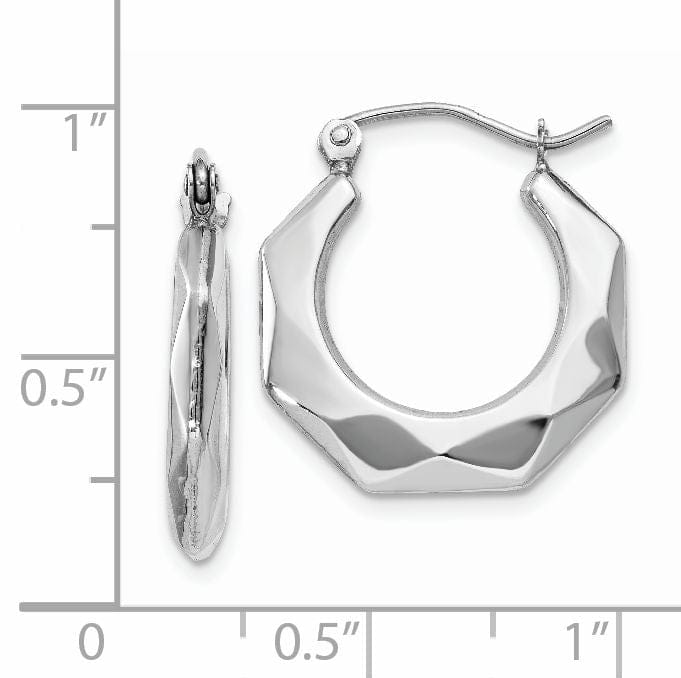 Lovely Rita's Earrings 14k White Gold Faceted Fancy Hoop Earrings