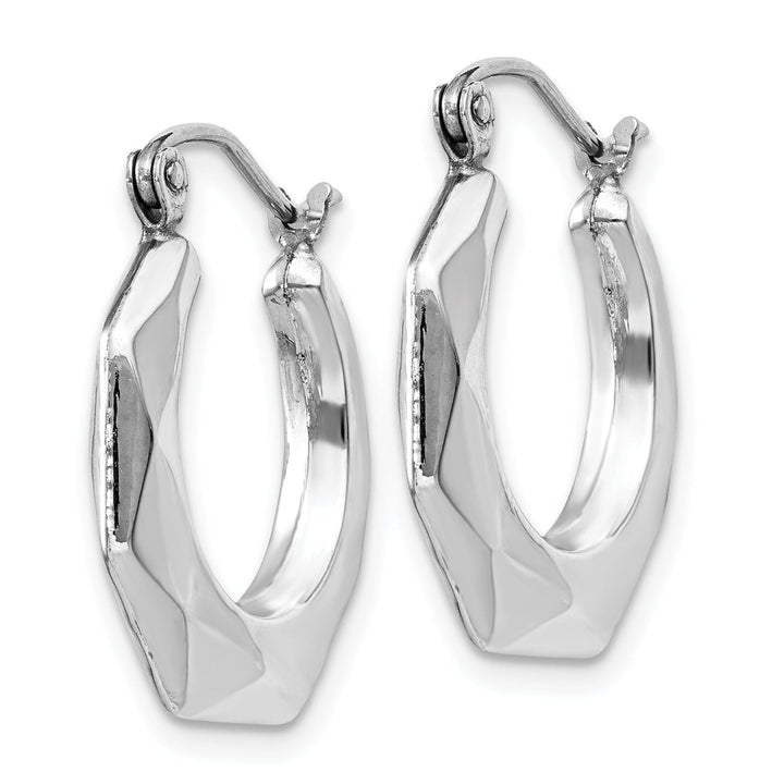 Lovely Rita's Earrings 14k White Gold Faceted Fancy Hoop Earrings