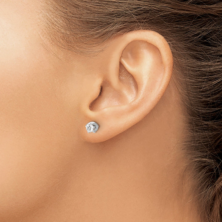 Lovely Rita's Earrings 14k White Gold Fancy Twist design Diamond stud post Earrings