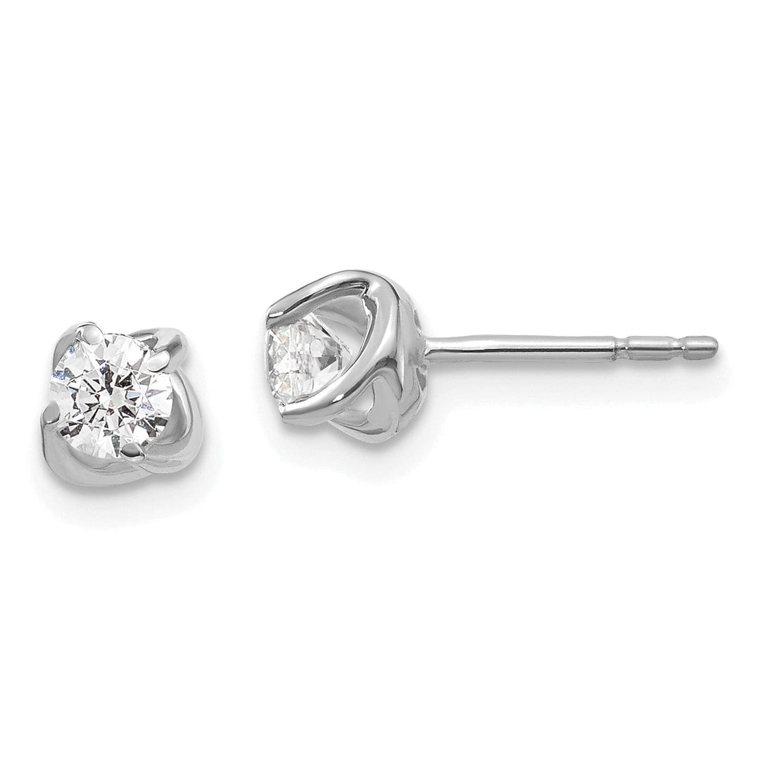 Lovely Rita's Earrings 14k White Gold Fancy Twist design Diamond stud post Earrings