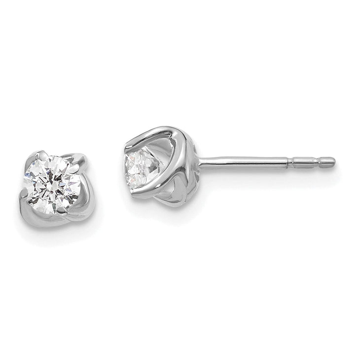 Lovely Rita's Earrings 14k White Gold Fancy Twist design Diamond stud post Earrings
