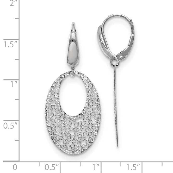 Lovely Rita's Earrings 14K White Gold Floral Dangle Leverback Earrings