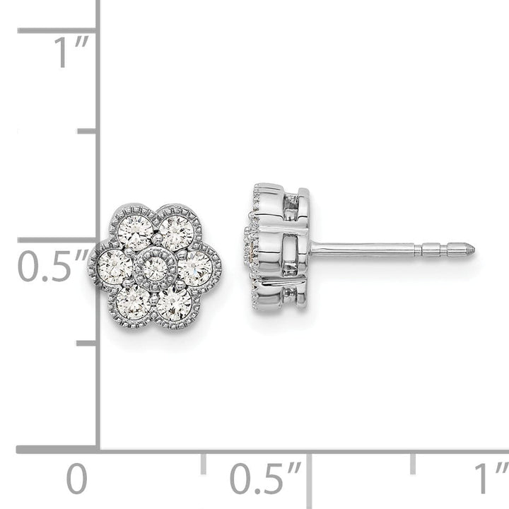 Lovely Rita's Earrings 14k White Gold Floral Shape Design Solid Diamond Post Earrings