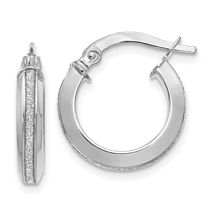 Lovely Rita's Earrings 14k White Gold Glimmer Infused Hoop Earrings