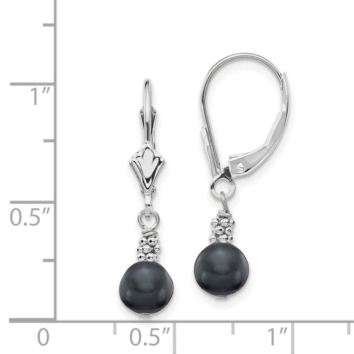 Lovely Rita's Earrings 14k White Gold Grey Pearl Leverback Earrings