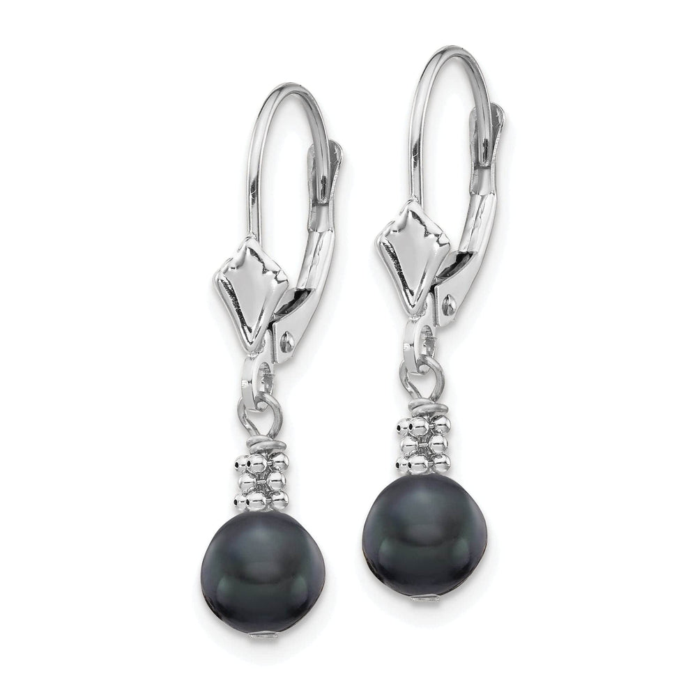 Lovely Rita's Earrings 14k White Gold Grey Pearl Leverback Earrings