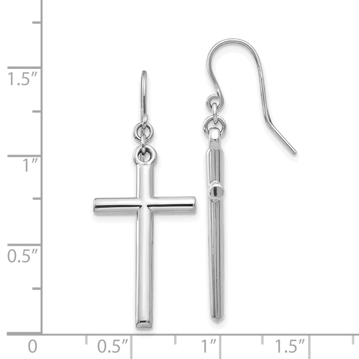 Lovely Rita's Earrings 14k White Gold Hollow Cross Dangle Earrings